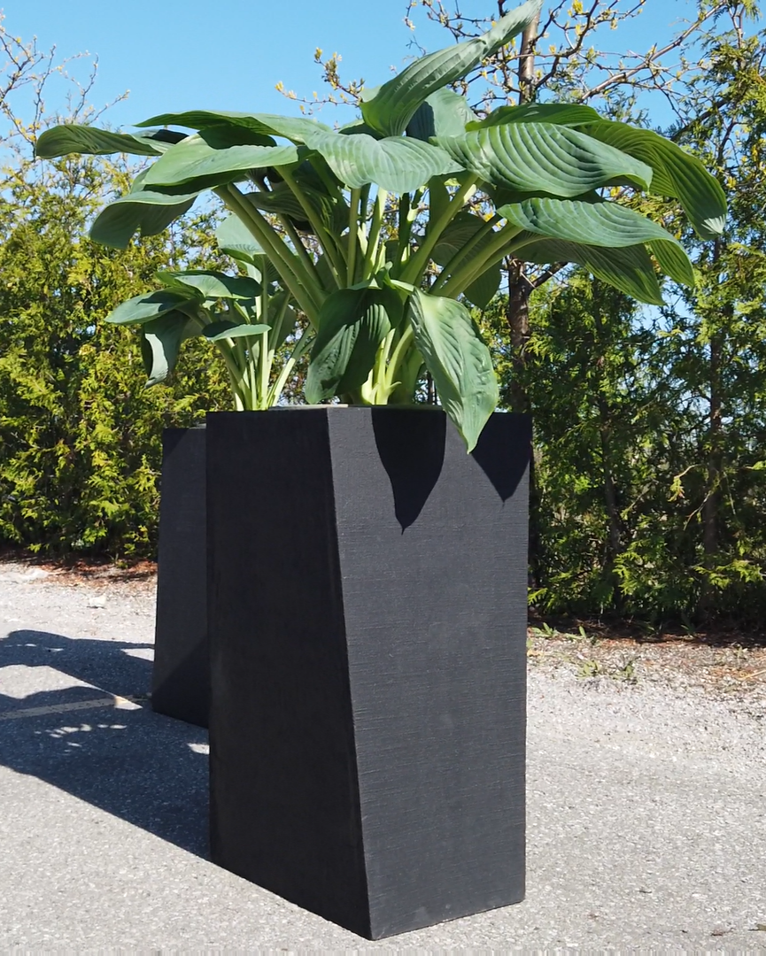 Modern Geometric Outdoor Planter – Tall, Matte Cement Finish (White, Gray, Black)