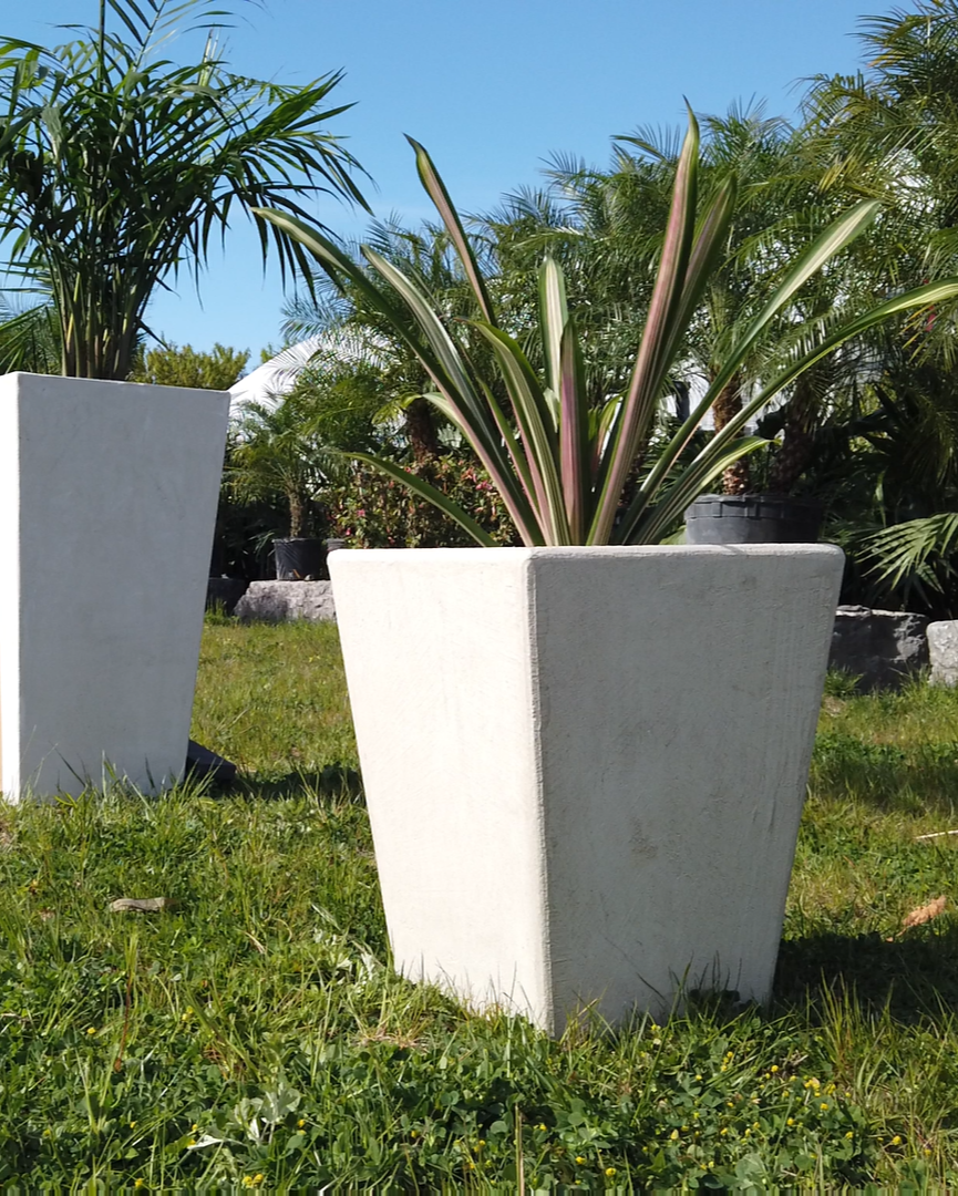 Reversible Tapered Outdoor Planter – Handmade Cement Finish (White, Gray, Black)