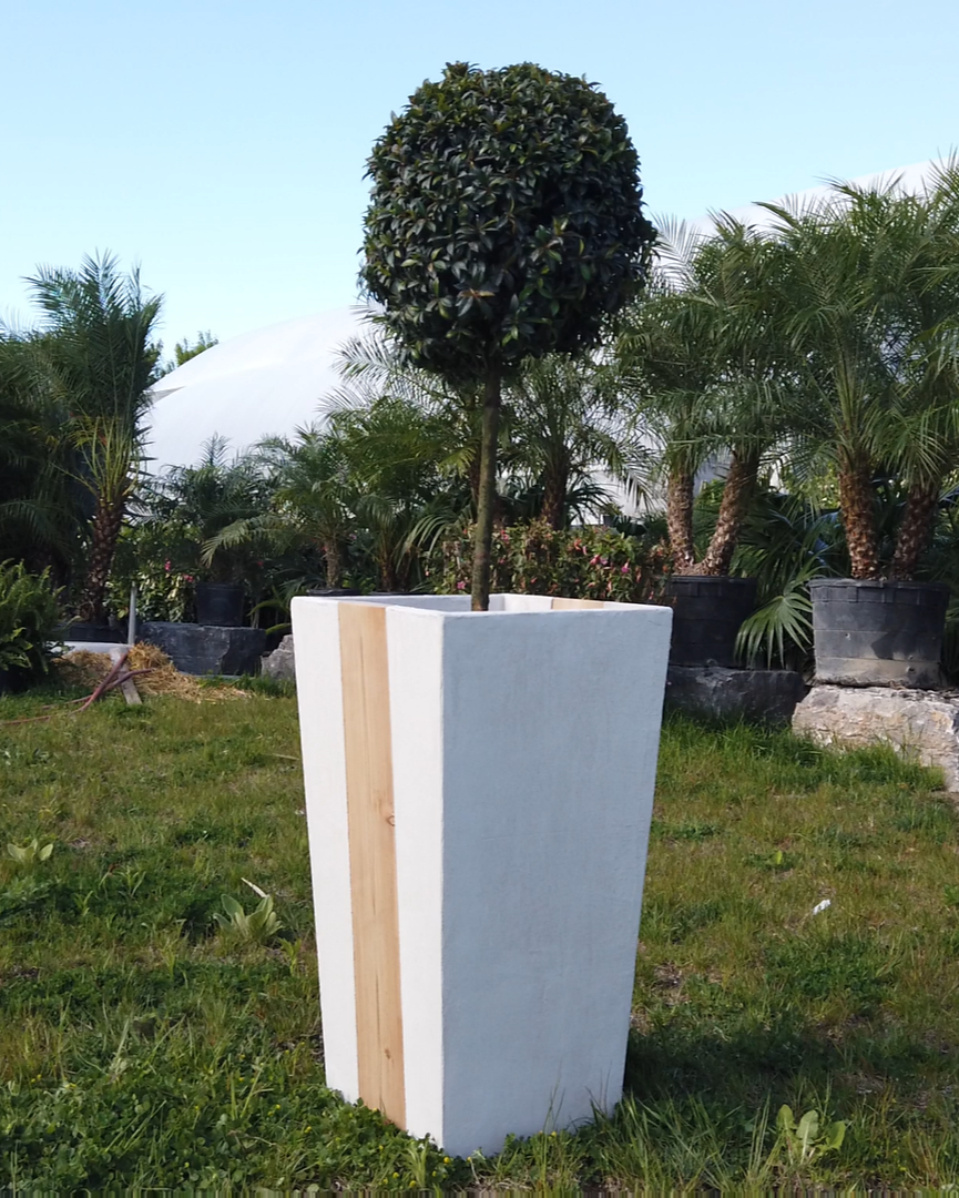 Reversible Cedar Accent Planter – Weatherproof Cement Finish Design (White, Gray, Black)