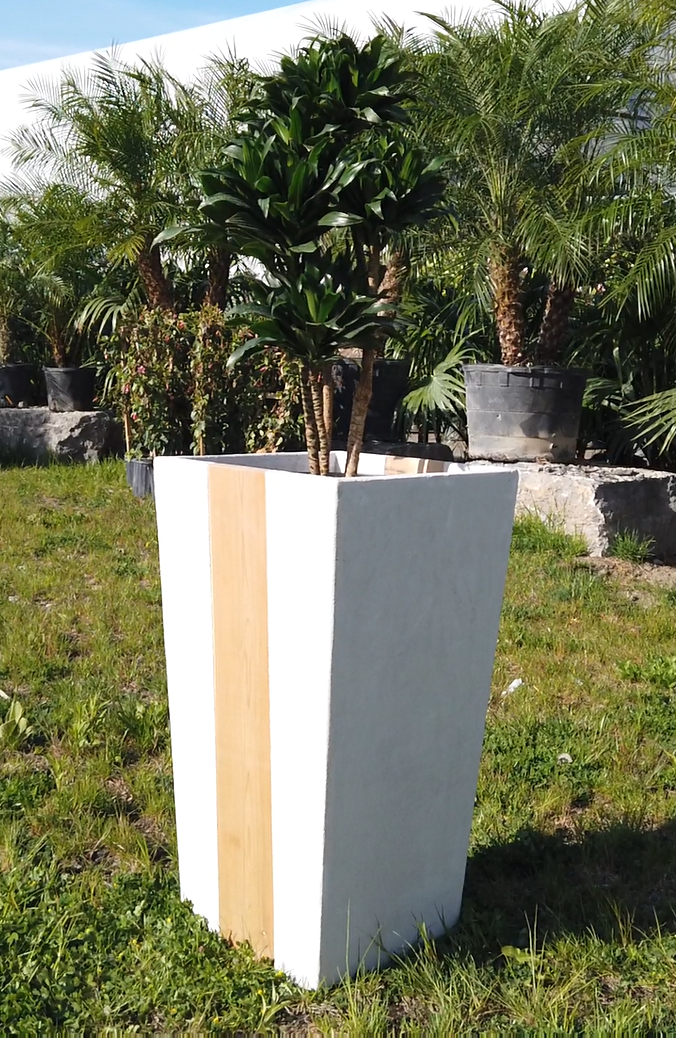 Reversible Cedar Accent Planter – Weatherproof Cement Finish Design (White, Gray, Black)