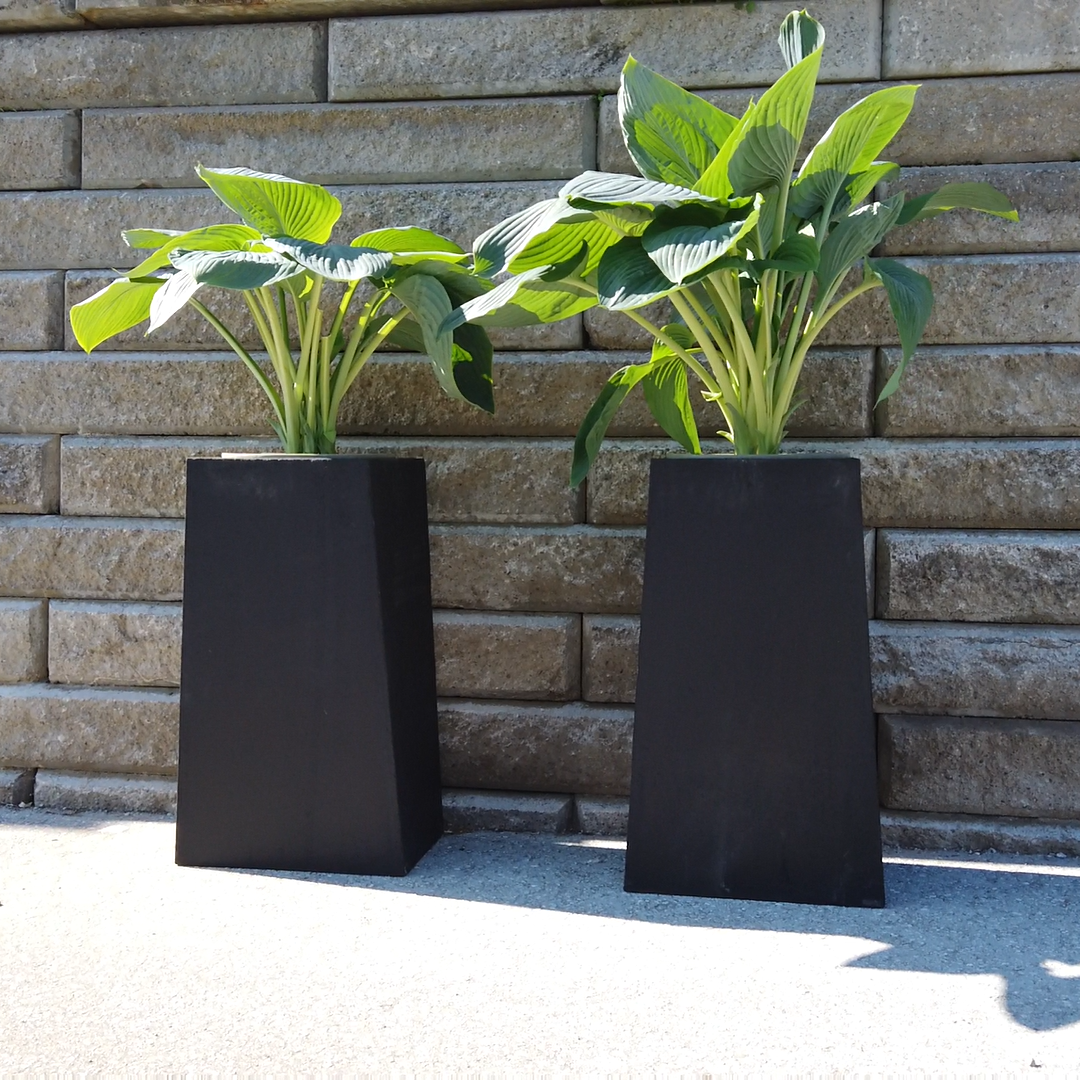 Modern Geometric Outdoor Planter – Tall, Matte Cement Finish (White, Gray, Black)