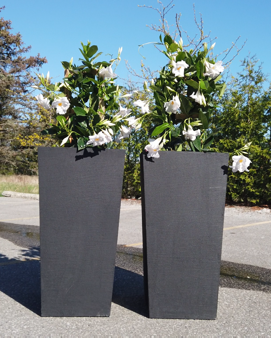 Modern Geometric Outdoor Planter – Tall, Matte Cement Finish (White, Gray, Black)