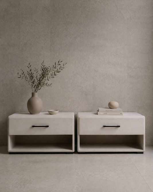 24" Wide Nightstand | Modern Bedside Table | Micro-cement Overlay