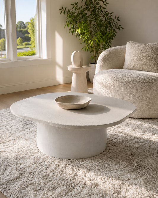 Organic Microcement Coffee Table, Handmade, Modern Minimalist Living Room Furniture