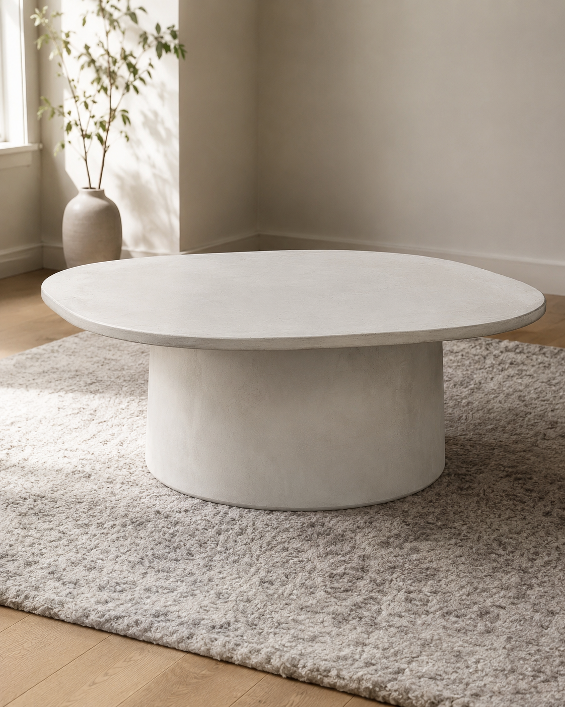 Organic Microcement Coffee Table, Handmade, Modern Minimalist Living Room Furniture
