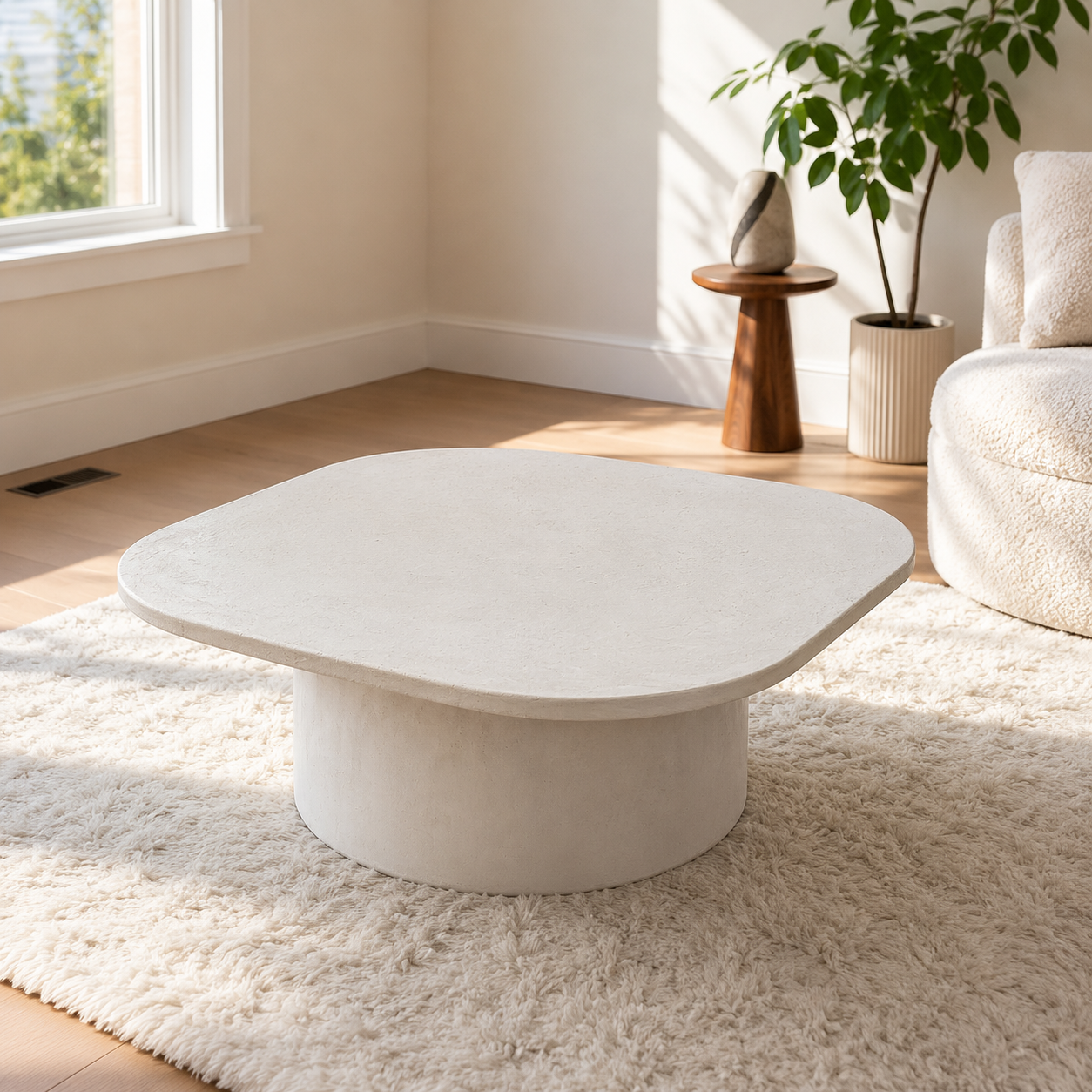 Organic Microcement Coffee Table, Handmade, Modern Minimalist Living Room Furniture