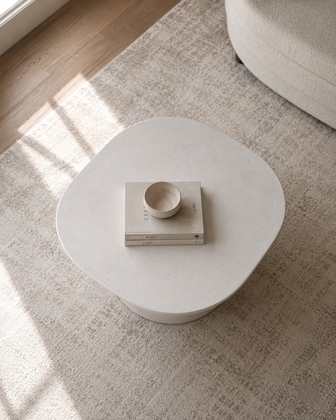 Organic Microcement Coffee Table, Handmade, Modern Minimalist Living Room Furniture