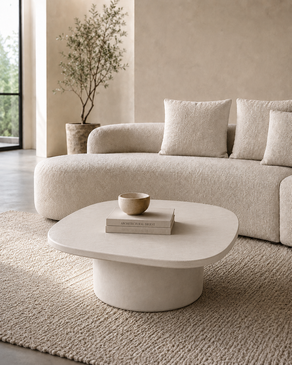 Organic Microcement Coffee Table, Handmade, Modern Minimalist Living Room Furniture