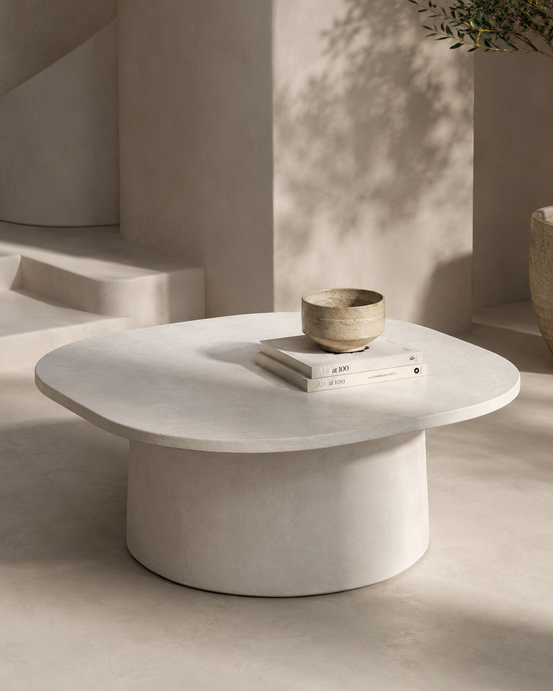 Organic Microcement Coffee Table, Handmade, Modern Minimalist Living Room Furniture