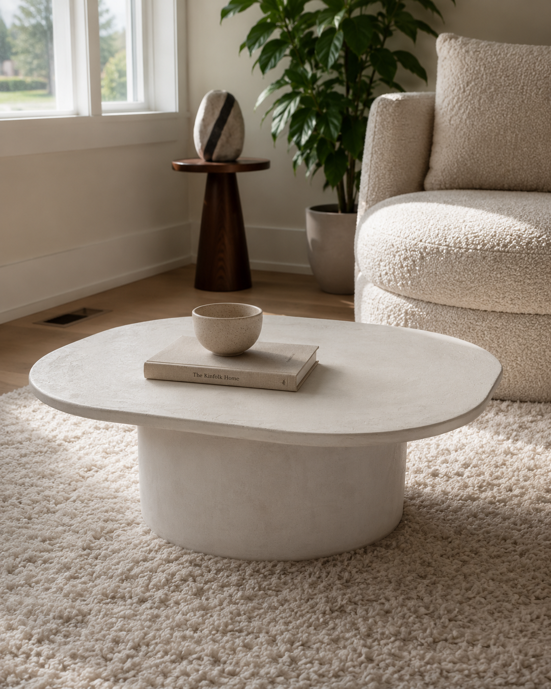 Organic Microcement Coffee Table, Handmade, Modern Minimalist Living Room Furniture