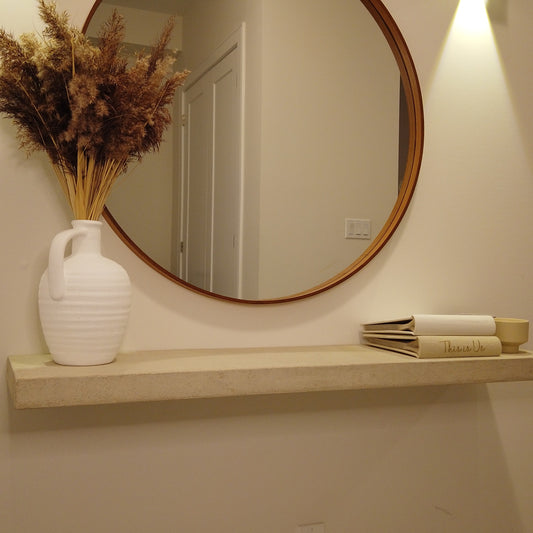 Micro-Cement Floating Shelf | Maple Plywood Core, Hidden Brackets