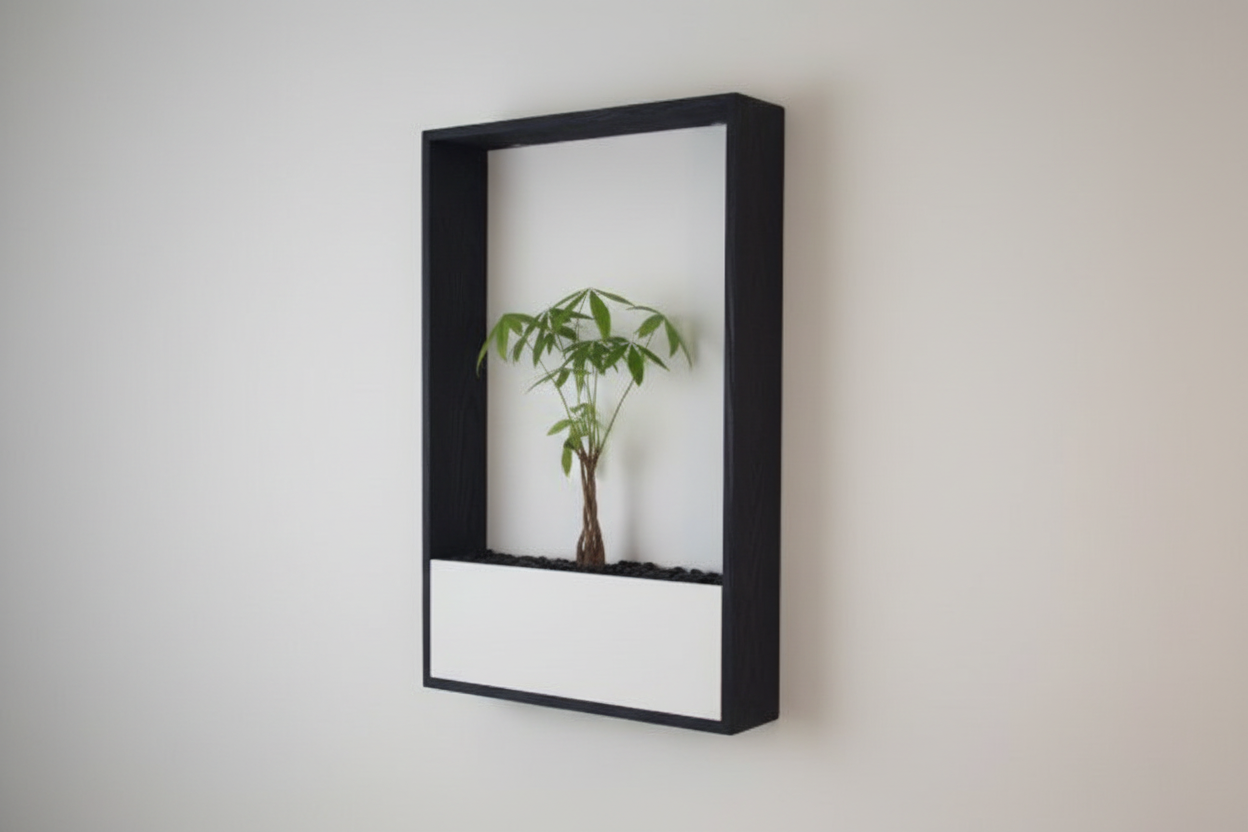 Wall Planter - Wood Frame and Micro-Cement Planter Box