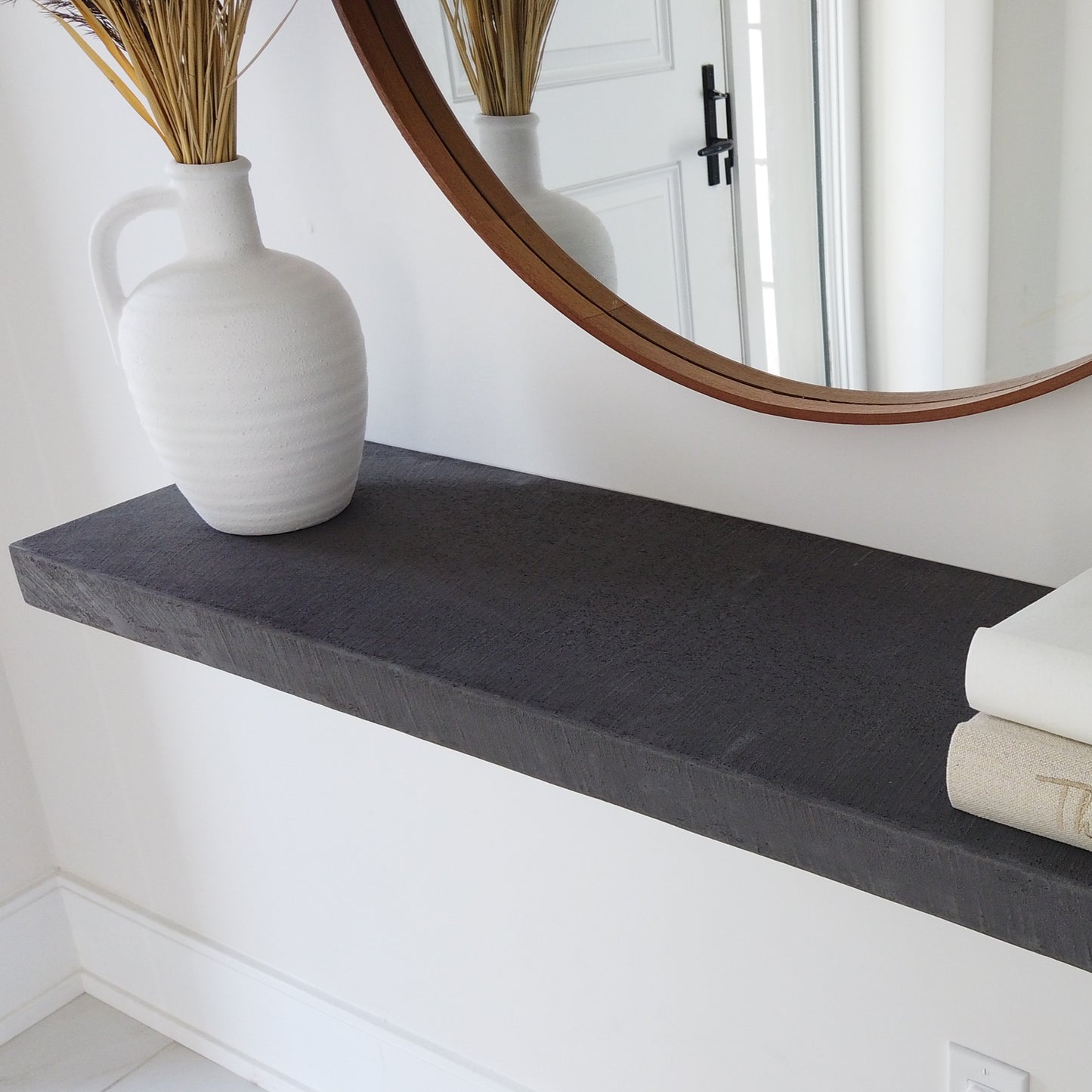 Micro-Cement Floating Shelf | Maple Plywood Core, Hidden Brackets