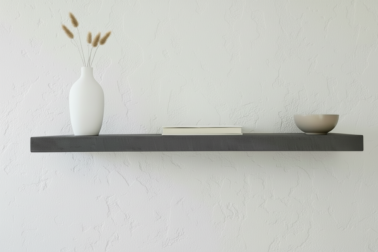 Micro-Cement Floating Shelf | Maple Plywood Core, Hidden Brackets