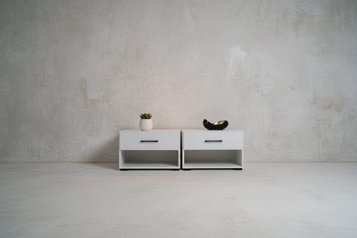 24" Wide Nightstand | Modern Bedside Table | Micro-cement Overlay