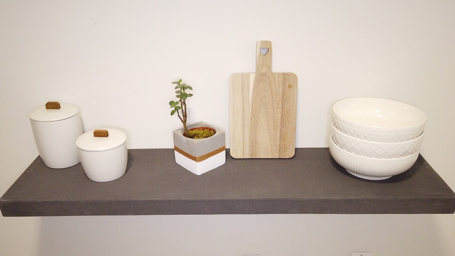 Micro-Cement Floating Shelf | Maple Plywood Core, Hidden Brackets