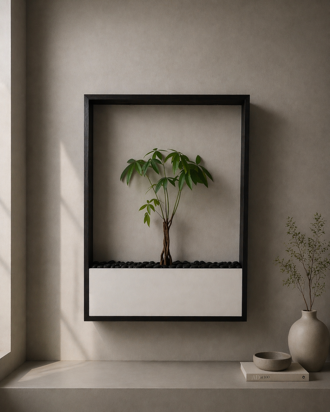 Wall Planter - Wood Frame and Micro-Cement Planter Box