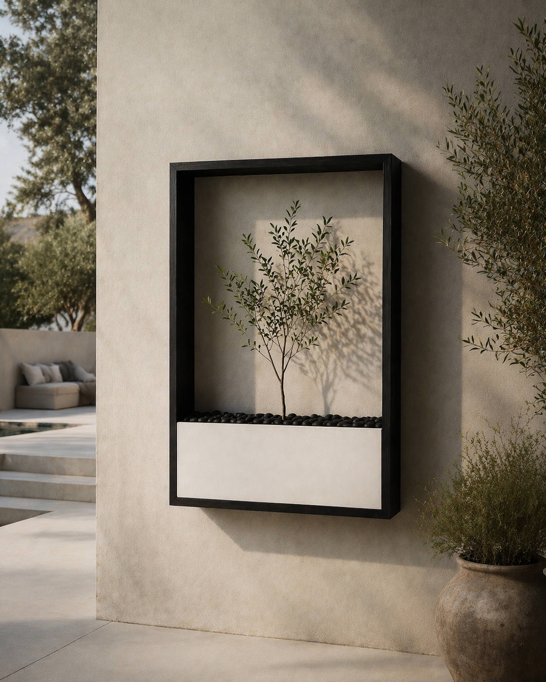 Wall Planter - Wood Frame and Micro-Cement Planter Box