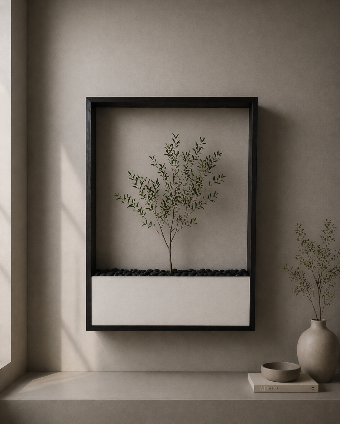 Wall Planter - Wood Frame and Micro-Cement Planter Box