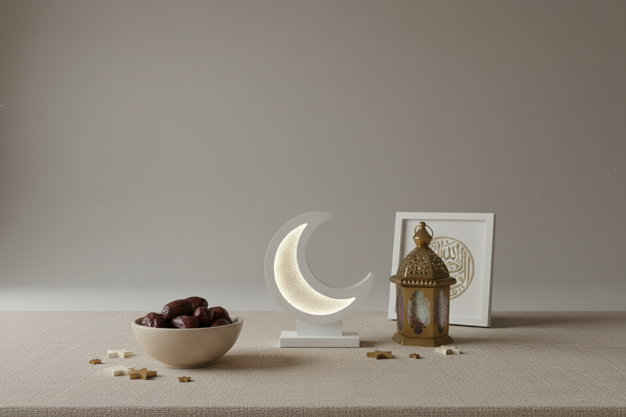 Modern Moon Decor | Handmade Micro-Cement Textured | Illuminated LED Crescent Moon